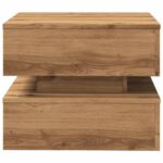 Table basse avec lumières LED chêne artisanal 50x50x40 cm – Image 5