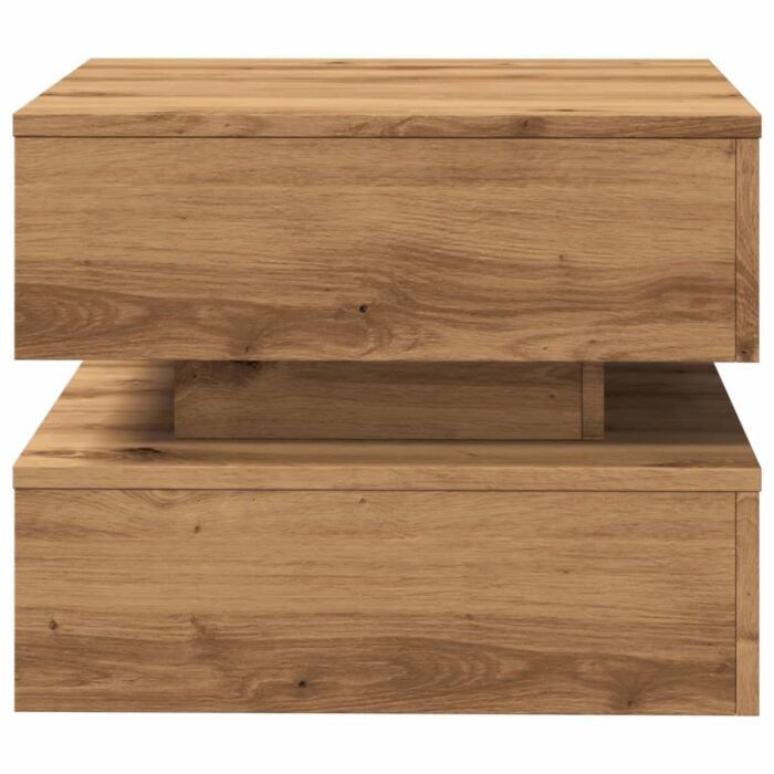 Table basse avec lumières LED chêne artisanal 50x50x40 cm – Image 5