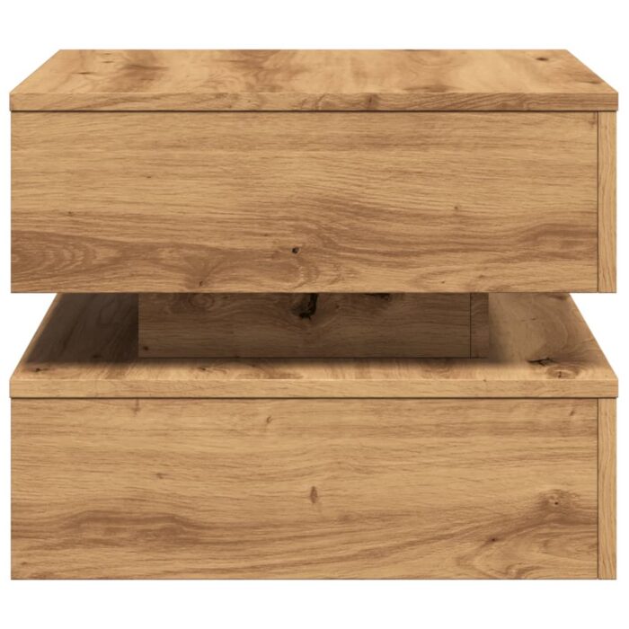 Table basse avec lumières LED chêne artisanal 50x50x40 cm – Image 6