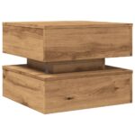 Table basse avec lumières LED chêne artisanal 50x50x40 cm – Image 7
