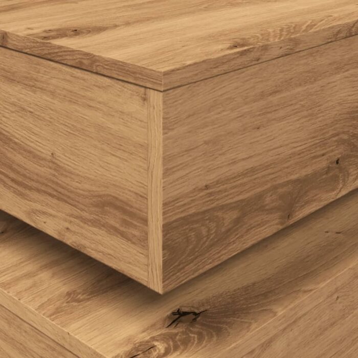 Table basse avec lumières LED chêne artisanal 50x50x40 cm – Image 8