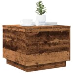 Table basse avec lumières LED vieux bois 50x50x40 cm – Image 4