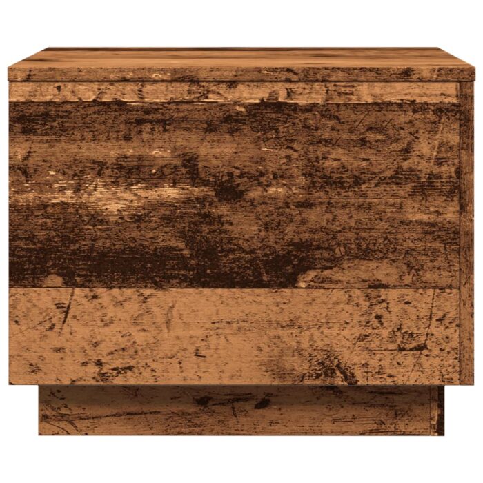 Table basse avec lumières LED vieux bois 50x50x40 cm – Image 6