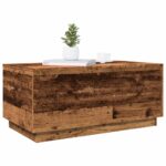 Table basse avec lumières LED vieux bois 90x50x40 cm – Image 4