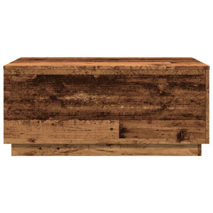 Table basse avec lumières LED vieux bois 90x50x40 cm – Image 5