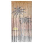 Rideau anti-insectes imprimé palmier 100x200 cm bambou – Image 2