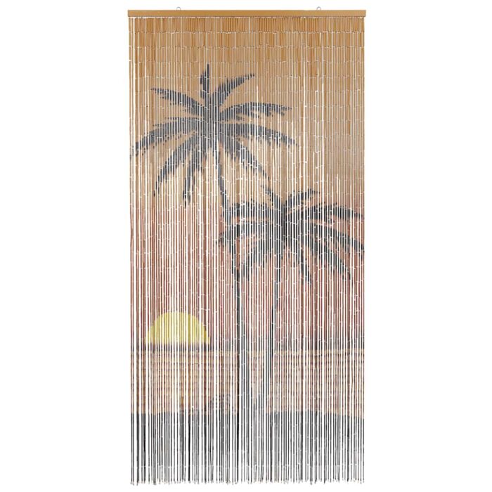 Rideau anti-insectes imprimé palmier 100x220 cm bambou – Image 2