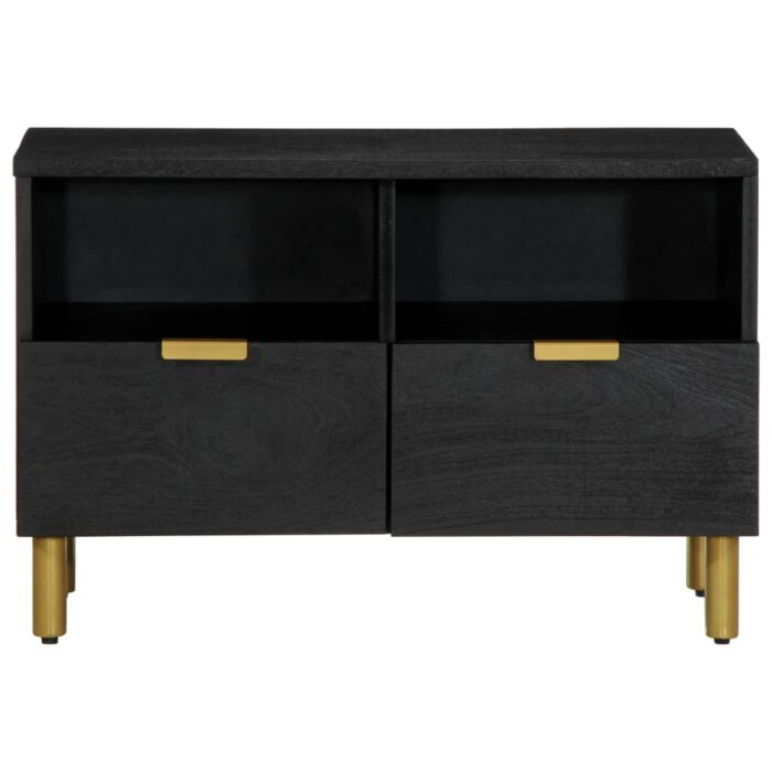 Meuble TV noir 70x33x46 cm bois d'ingénierie – Image 2