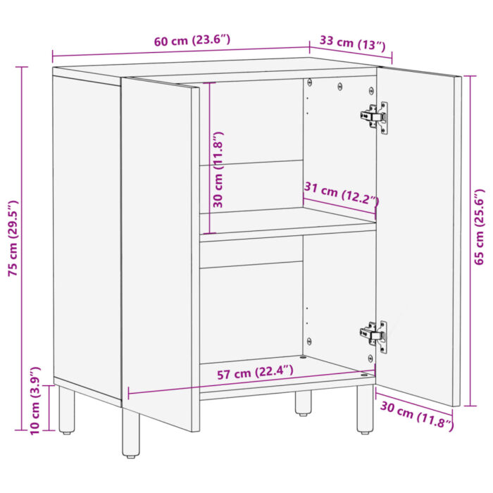 Buffet noir 60x33x75 cm bois d'ingénierie – Image 10