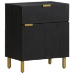 Table de chevet noir 50x33x60 cm bois d'ingénierie