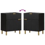 Table de chevet noir 50x33x60 cm bois d'ingénierie – Image 5