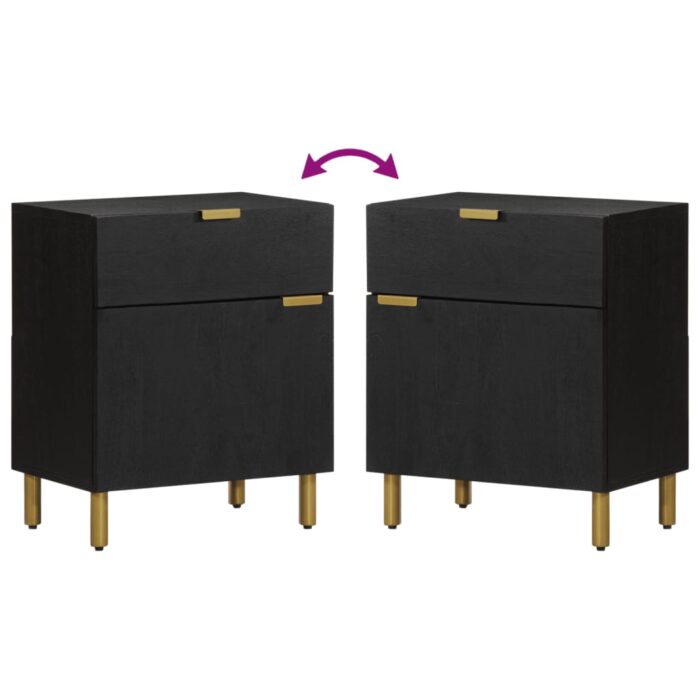 Table de chevet noir 50x33x60 cm bois d'ingénierie – Image 5