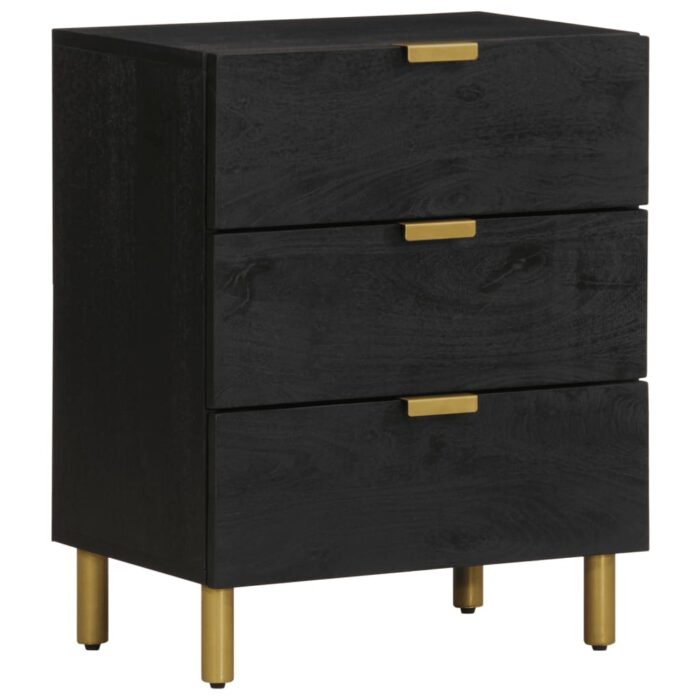 Table de chevet noir 50x33x62 cm bois d'ingénierie – Image 1