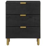 Table de chevet noir 50x33x62 cm bois d'ingénierie – Image 2