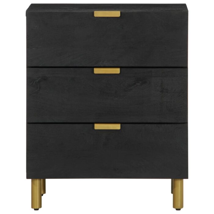 Table de chevet noir 50x33x62 cm bois d'ingénierie – Image 2