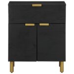 Table de chevet noir 50x33x60 cm bois d'ingénierie – Image 2