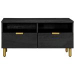 Table basse noir 80x54x40 cm bois d'ingénierie – Image 2