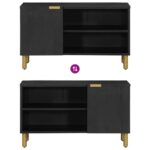 Meuble TV noir 80x33x46 cm bois d'ingénierie – Image 5