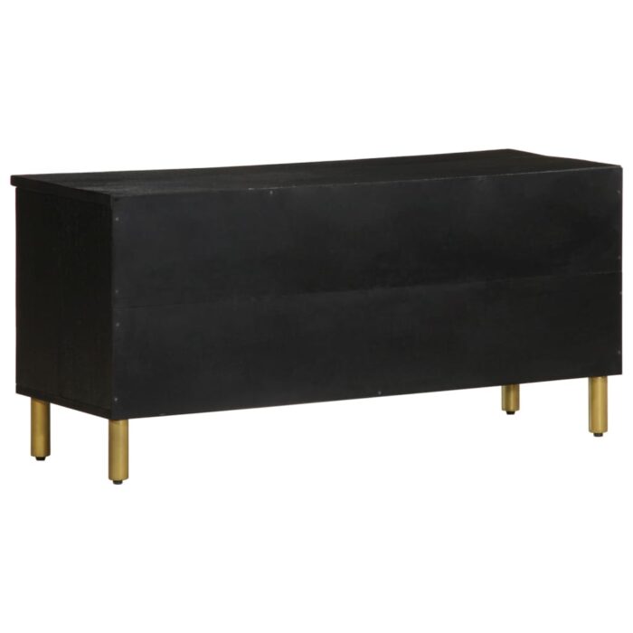 Meuble TV noir 100x33x46 cm bois d'ingénierie – Image 4