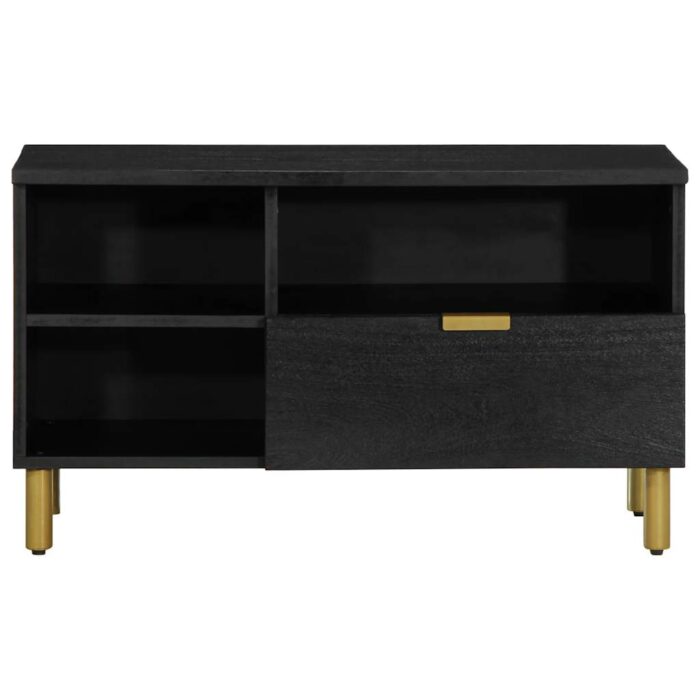 Meuble TV noir 80x33x46 cm bois d'ingénierie – Image 2
