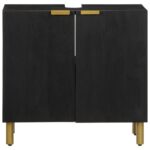 Armoire lavabo de salle de bain noir bois d'ingénierie – Image 2