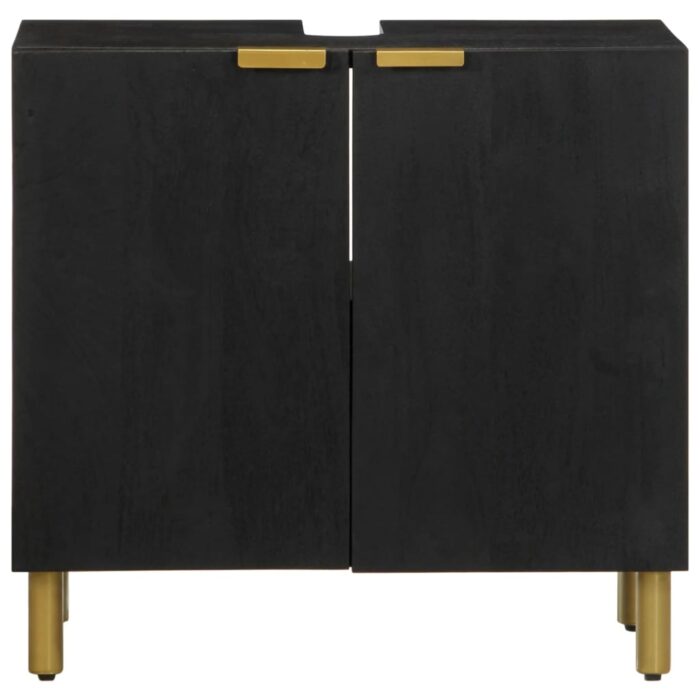Armoire lavabo de salle de bain noir bois d'ingénierie – Image 2