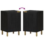 Armoire de salle de bain noir 38x33x58 cm bois d'ingénierie – Image 5