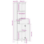 Armoire de salle de bain noir 38x33x160 cm bois massif manguier – Image 11