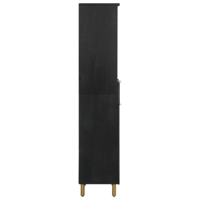 Armoire de salle de bain noir 38x33x160 cm bois massif manguier – Image 3