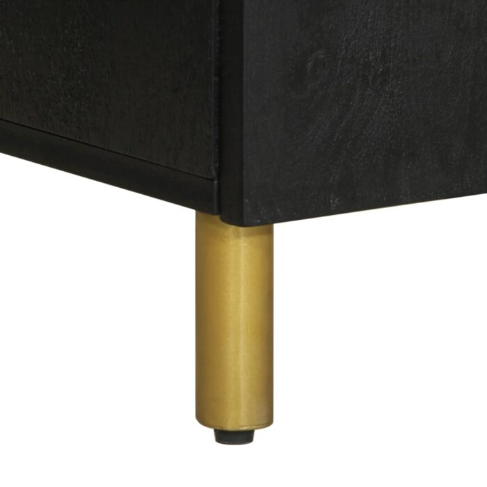 Armoire de salle de bain noir 38x33x160 cm bois massif manguier – Image 8