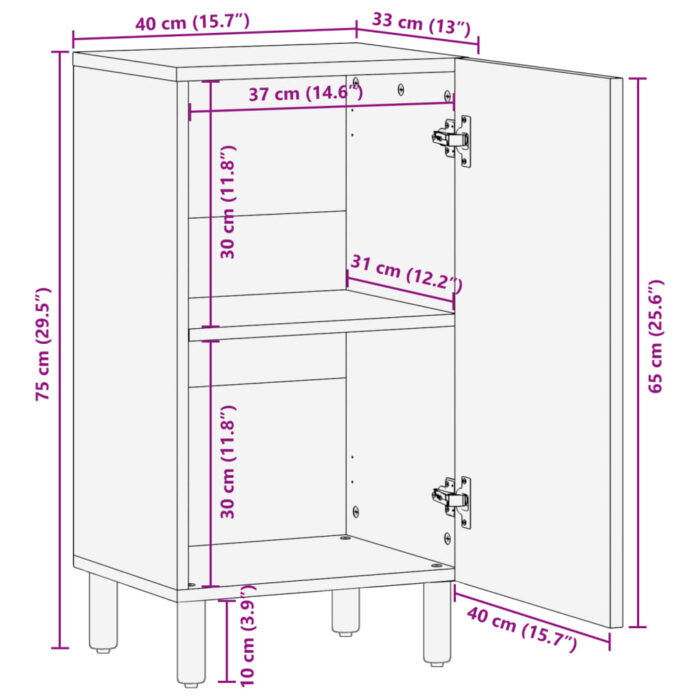 Buffet noir 40x33x75 cm bois d'ingénierie – Image 10