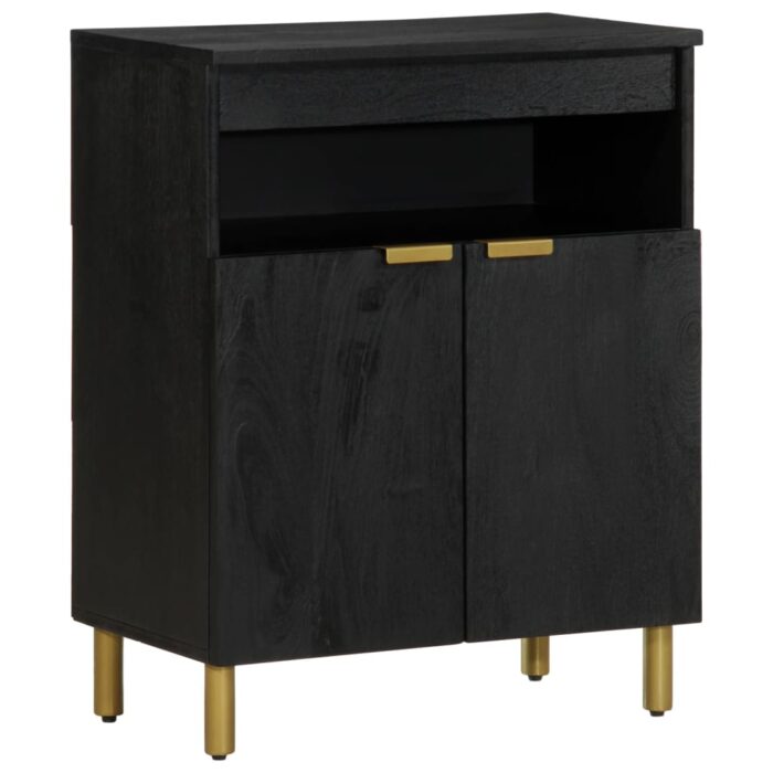Buffet noir 60x33x75 cm bois d'ingénierie – Image 1