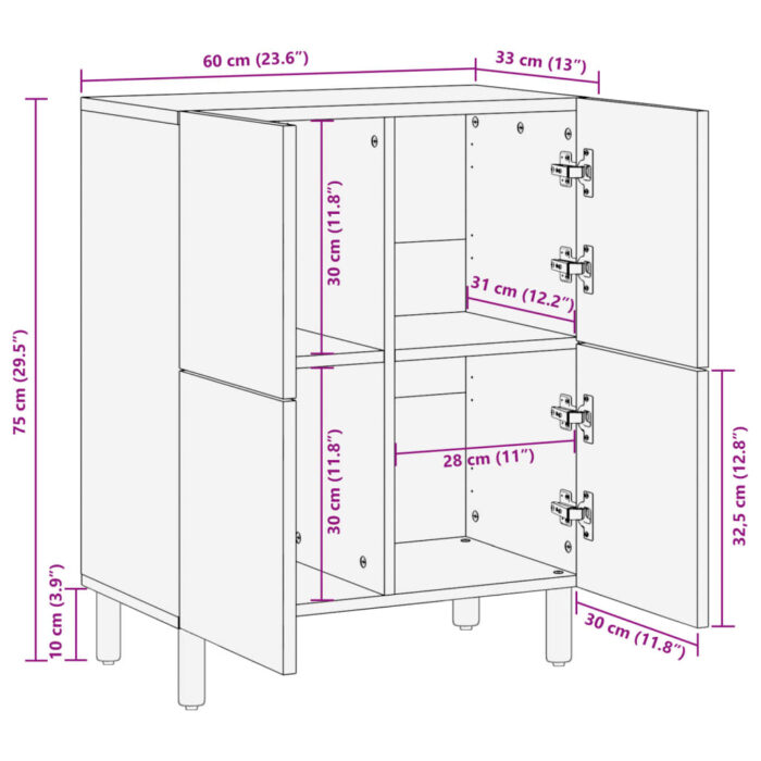 Buffet noir 60x33x75 cm bois d'ingénierie – Image 10