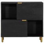 Buffet noir 80x33x75 cm bois d'ingénierie – Image 2