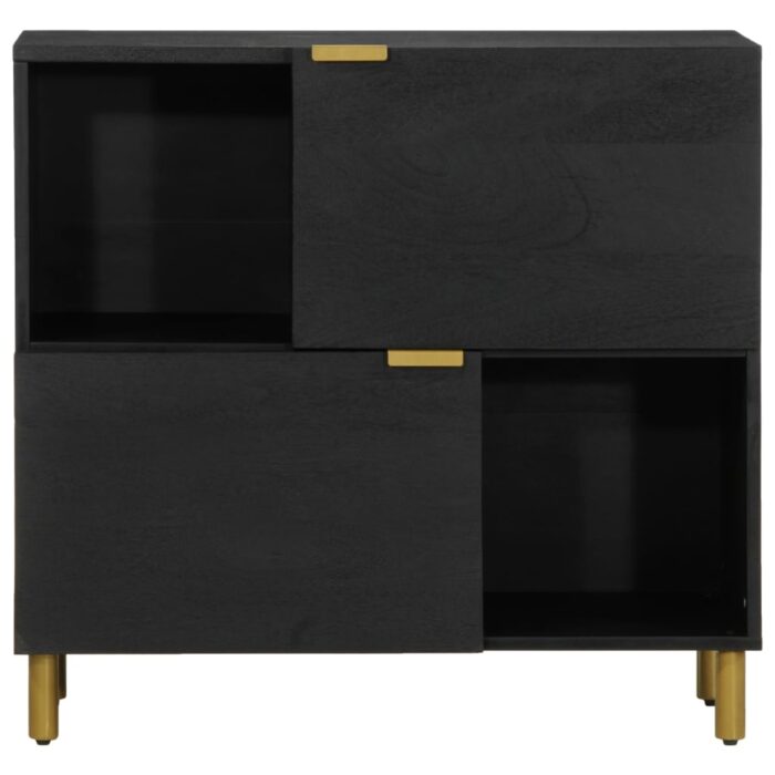 Buffet noir 80x33x75 cm bois d'ingénierie – Image 2