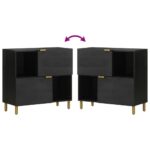 Buffet noir 80x33x75 cm bois d'ingénierie – Image 5