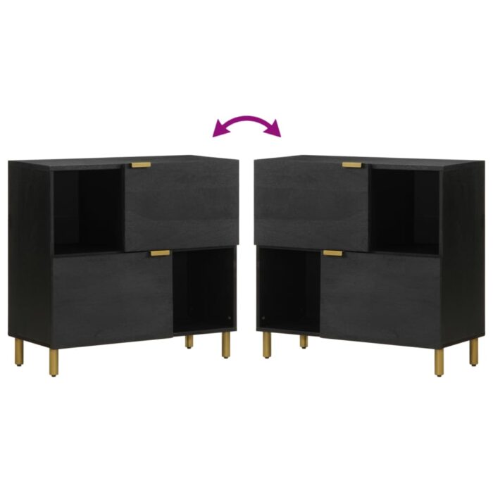 Buffet noir 80x33x75 cm bois d'ingénierie – Image 5