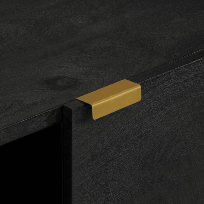 Buffet noir 80x33x75 cm bois d'ingénierie – Image 7