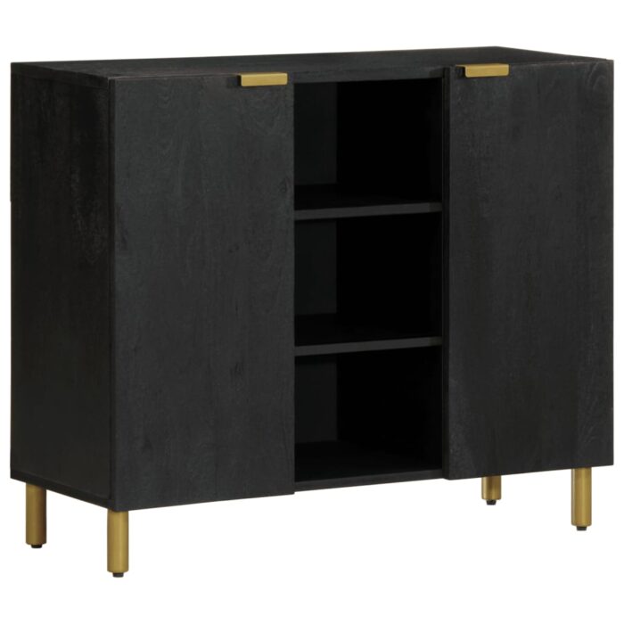 Buffet noir 90x33x75 cm bois d'ingénierie – Image 1
