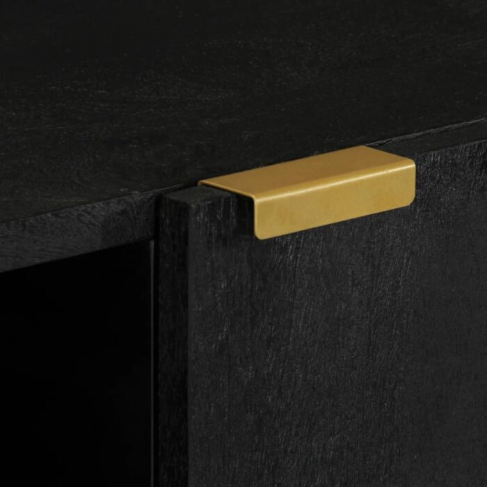Buffet noir 90x33x75 cm bois d'ingénierie – Image 6