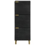 Buffet noir 40x33x110 cm bois d'ingénierie – Image 2