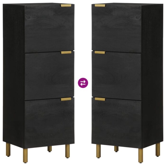 Buffet noir 40x33x110 cm bois d'ingénierie – Image 5