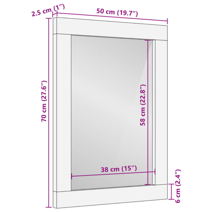 Miroir de bain noir 50x70x2,5 cm bois d'ingénierie et laiton – Image 10