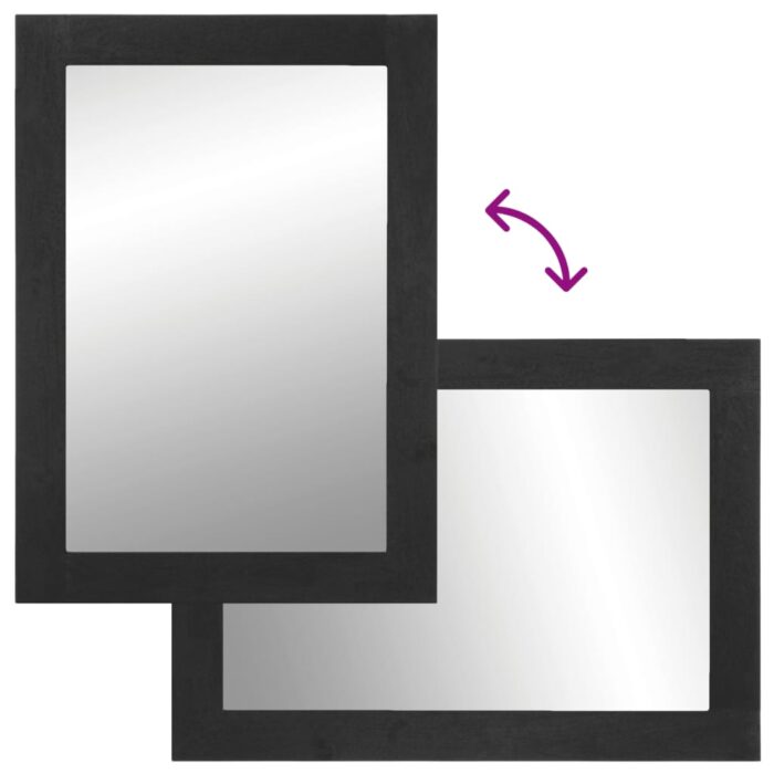 Miroir de bain noir 50x70x2,5 cm bois d'ingénierie et laiton – Image 3