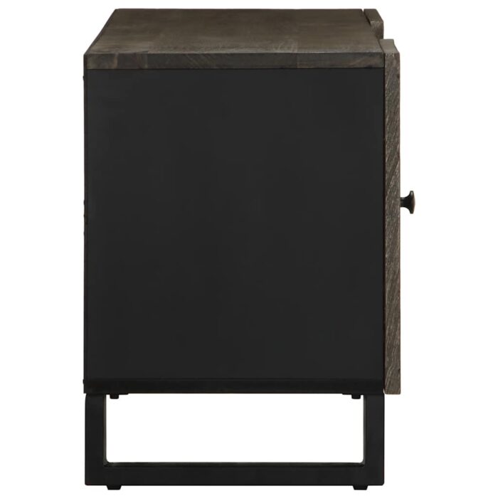 Meuble TV noir 105x33x46 cm bois massif de manguier – Image 3