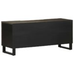 Meuble TV noir 105x33x46 cm bois massif de manguier – Image 4