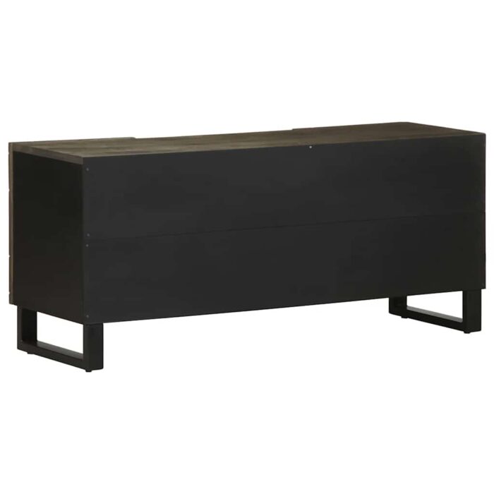 Meuble TV noir 105x33x46 cm bois massif de manguier – Image 4