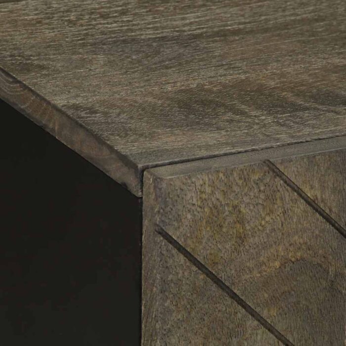 Meuble TV noir 105x33x46 cm bois massif de manguier – Image 5