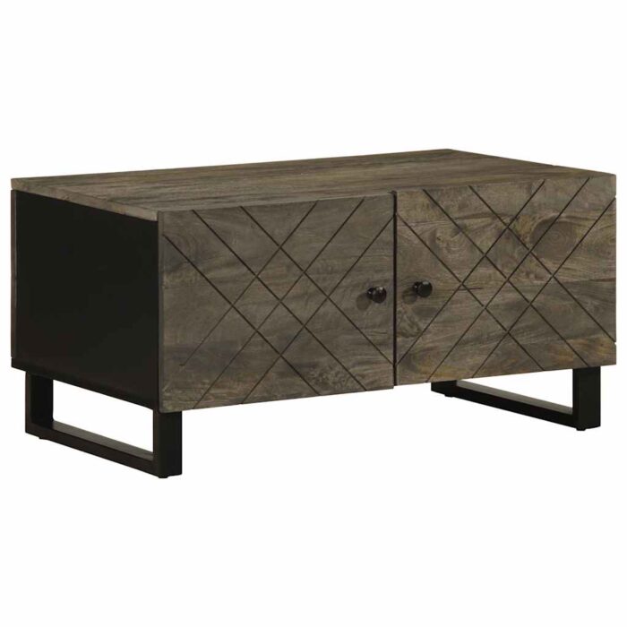 Table basse noir 80x50x40 cm bois massif de manguier – Image 1