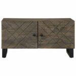 Table basse noir 80x50x40 cm bois massif de manguier – Image 2